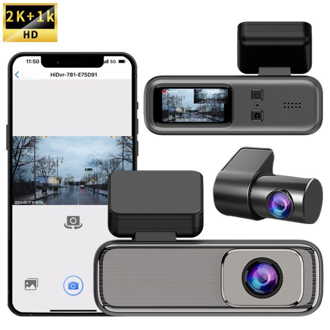 Dashcam 2K WiFi Sans Fil – Enregistreur Connecté, Contrôle via Application Mobile
