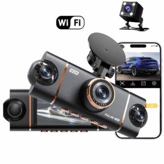 Dashcam 4 Canaux 1080P WiFi – Vue Avant/Arrière, Vision Nocturne, Enregistrement Sécurisé