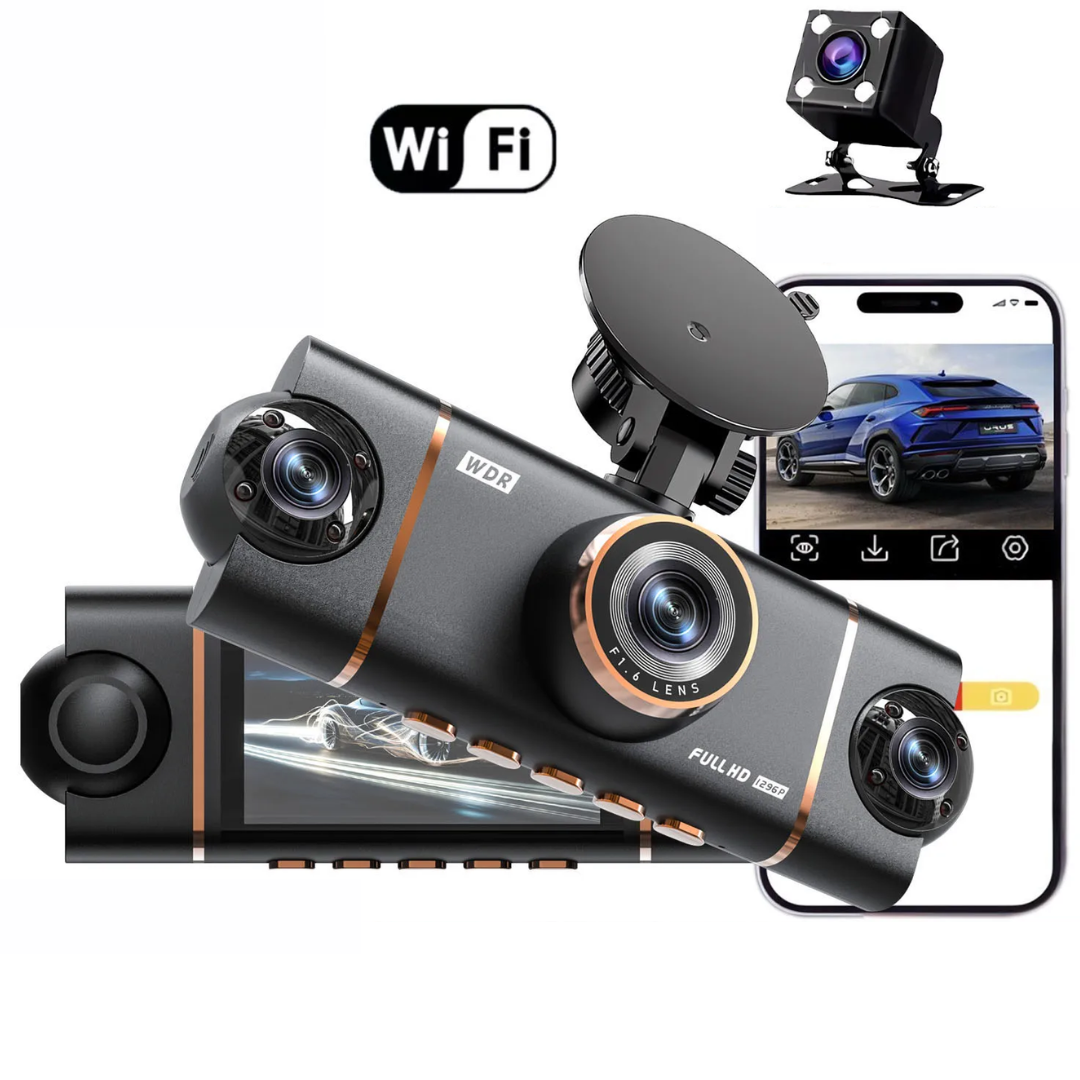 Dashcam 4 Canaux 1080P WiFi – Vue Avant/Arrière, Vision Nocturne, Enregistrement Sécurisé