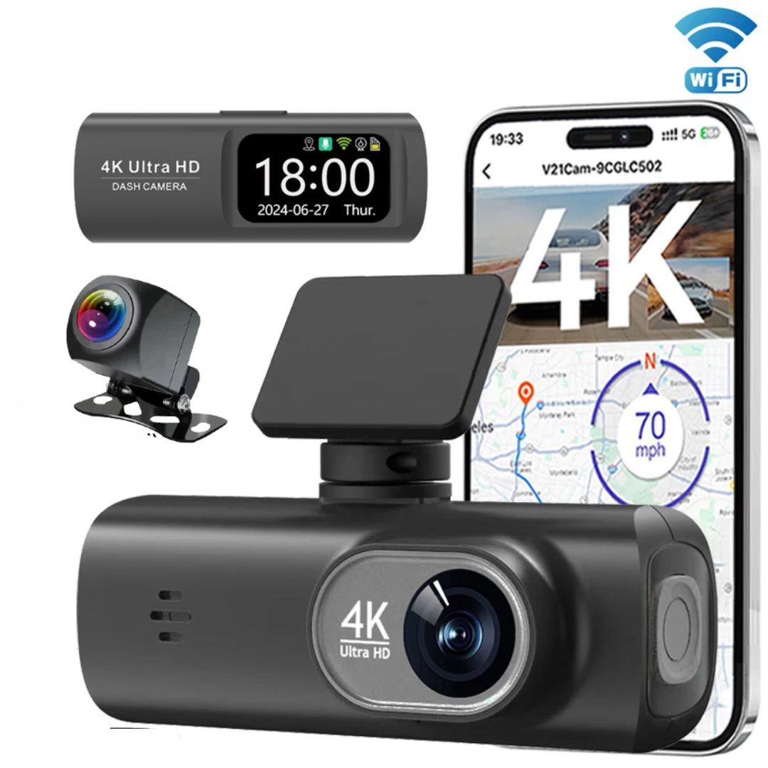 Dashcam 4K UHD WiFi GPS – Double Objectif Avant/Arrière, Surveillance 24h/24, Grand Angle 170° – Image 2