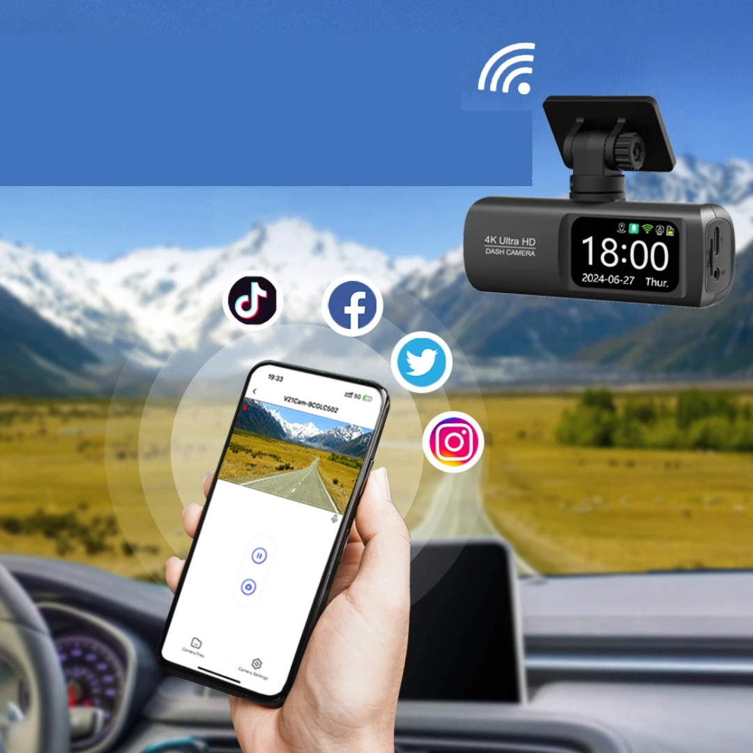 Dashcam 4K UHD WiFi GPS – Double Objectif Avant/Arrière, Surveillance 24h/24, Grand Angle 170° – Image 3
