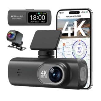 Dashcam 4K UHD WiFi GPS – Double Objectif Avant/Arrière, Surveillance 24h/24, Grand Angle 170°