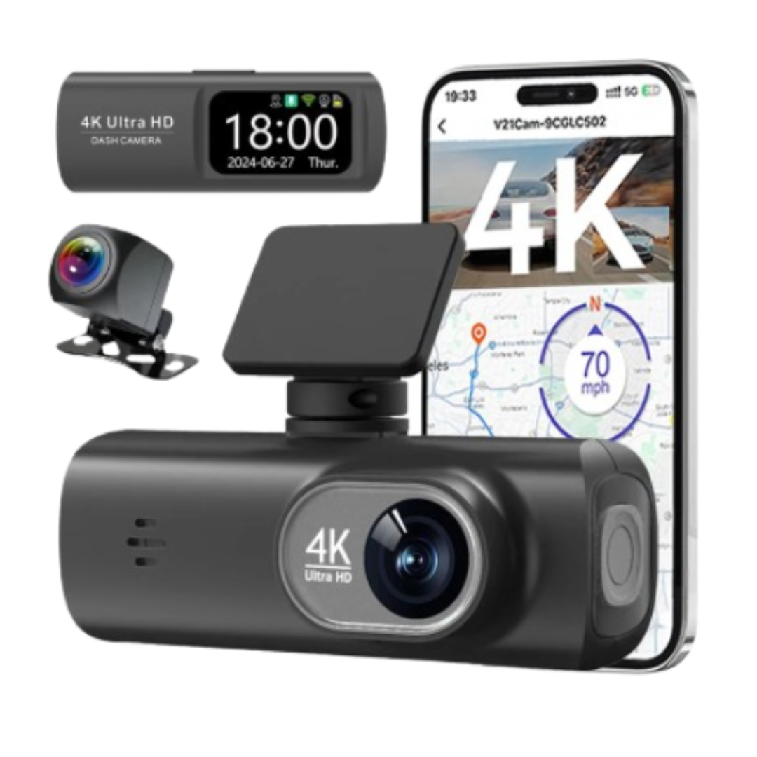 Dashcam 4K UHD WiFi GPS – Double Objectif Avant/Arrière, Surveillance 24h/24, Grand Angle 170°