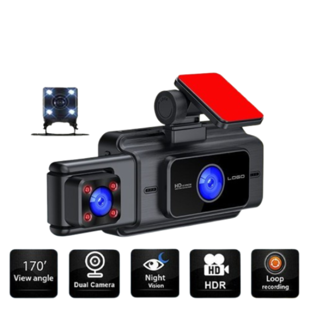 Dashcam Triple Objectif – Vue Avant/Arrière/Intérieure, Vision Nocturne Totale – Image 5