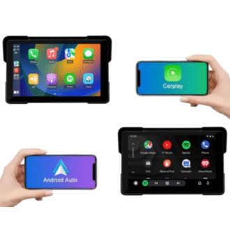 Écran Moto CarPlay GPS 7” – Moniteur Étanche IPX7, Navigation Android Auto, WiFi & Bluetooth